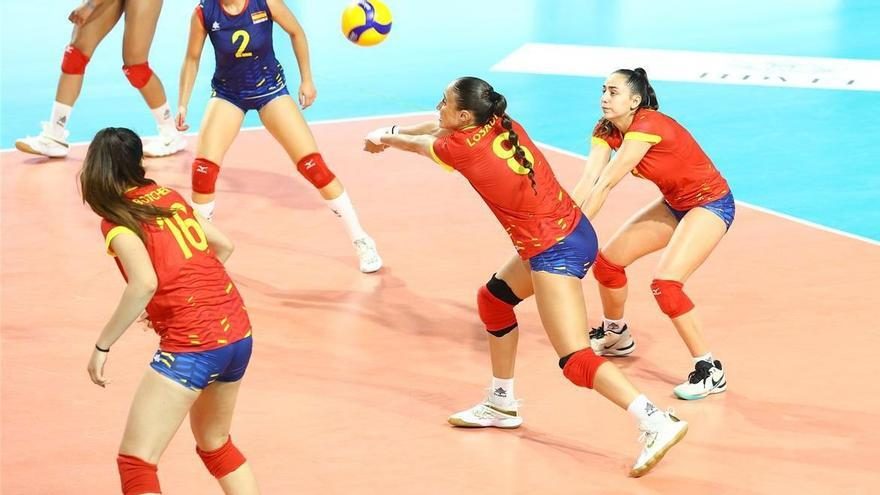 La selección española sub-19 en un partido del Mundial